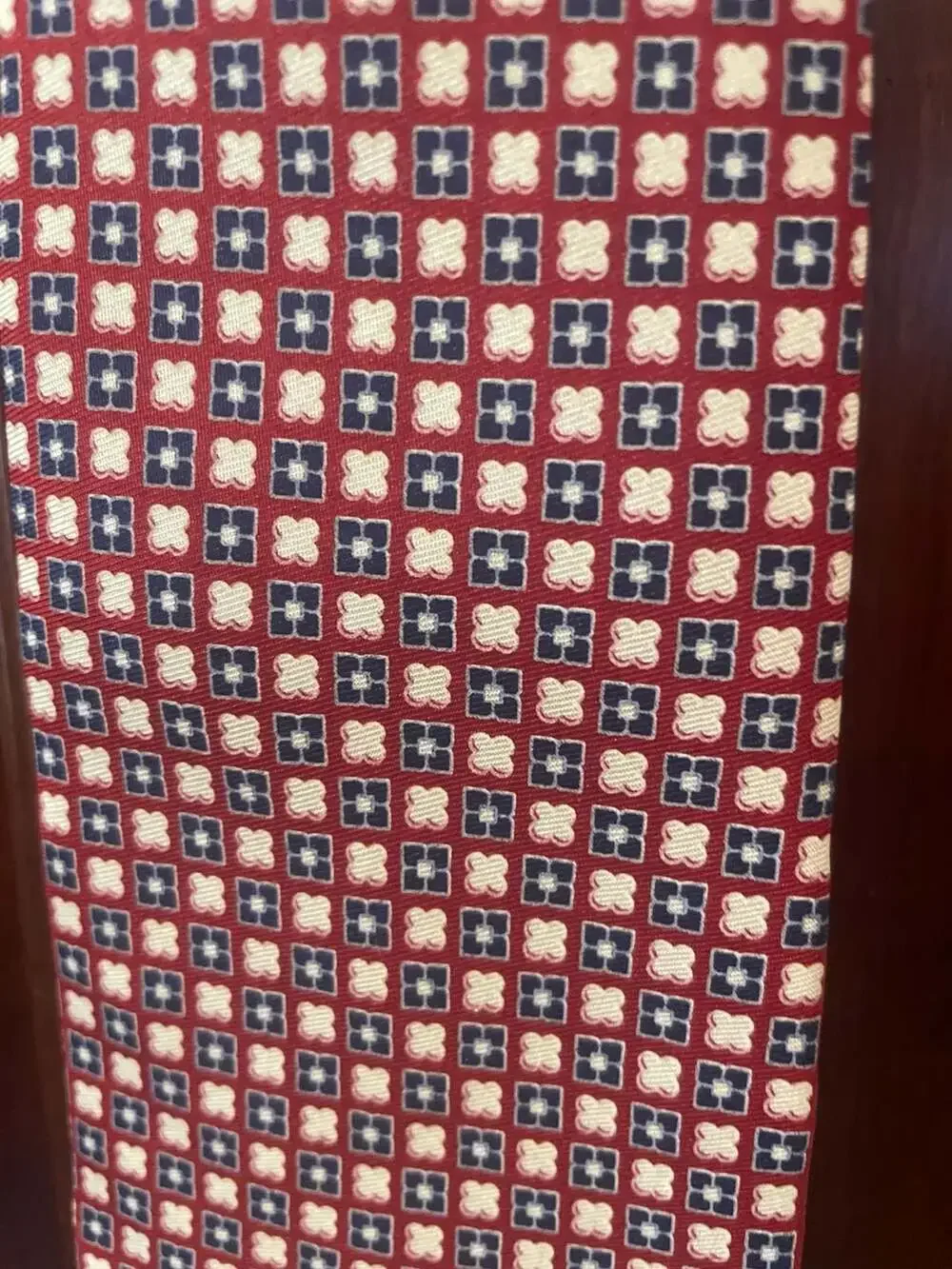 Tommy Hilfiger Men's Red Geometric Foulard Silk Necktie